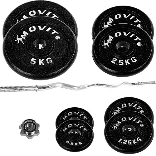 MOVIT® SZ Curlset aus GUSSEISEN, Variante 26 kg oder 66,5 kg, Stange verchromt & gerendelt 120 cm x Ø 3 cm STANDARDNORM mit Sternverschluss - 7