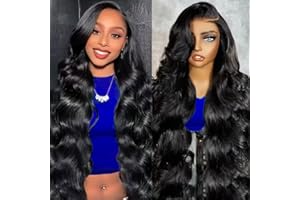 DURGIO Body Wave Human Hair Wig 13X4 Lace Front Wigs For Women 180 Density Pre Plucked Brazilian Virgin Wigs Human Hair Wig 18 Inch Natural Black