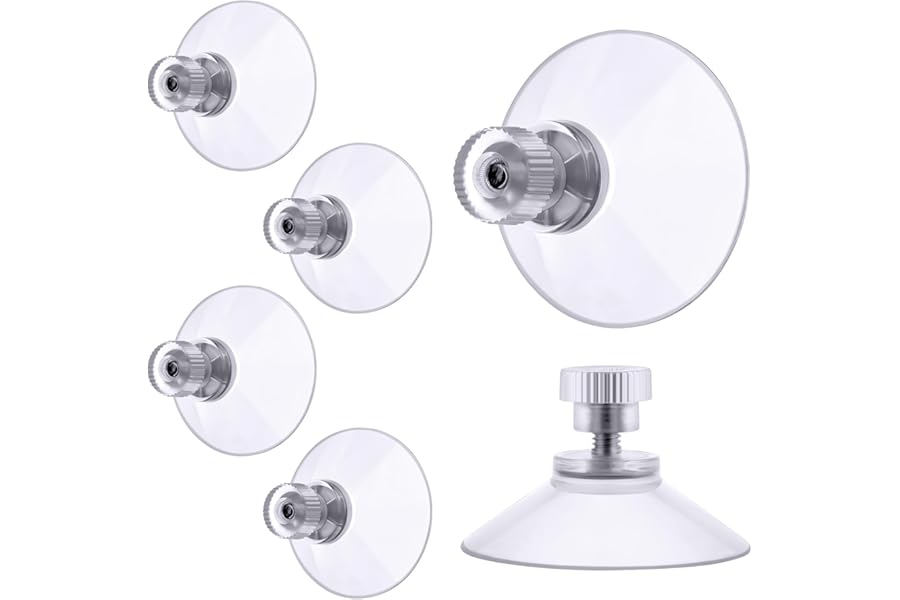 flintronic 6 PCS Suction Cups, 32mm Clear Suction Pads Plastic Sucker Pads, Suction Holder with Knurled Nut Window Suckers for Glass Mirror Window Wall Door and Other Smooth Flat