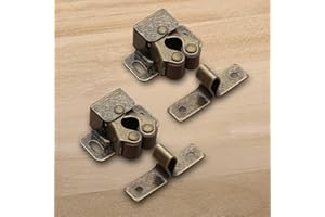 Jonikuper Push-to-Close Cabinet Door Clips for Wardrobe and Drawer Soft Closing, 2 Pack, 32x15x13.5mm, Compatible with Self-Closing Furniture, White Zinc/Red(Green ancient)