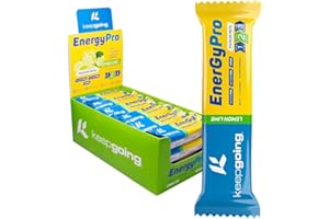 Keepgoing - Barritas Energéticas Naturales EnergyPro 12 uds x 40g | Textura de Gominola para Ciclismo y Running | Barritas Energéticas de Pulpa de Fruta (12 unidades, Lima Limón)