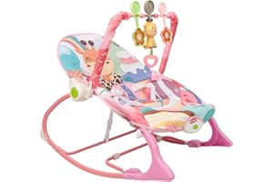 LANTUS Transat bébé,Transat Balance Soft, Mesh,Transat Bliss, Cotton, Anthracite, avec Jouet, Yeux espiègles,balancelle ((80 * 60 * 43cm-rose))