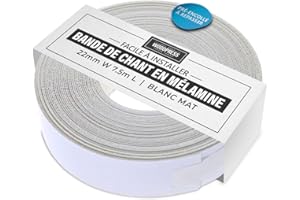 WoodPress® 22 mm Mélamine Blanc Mat Bande de Chant en Placage Préencollé – Rouleau de 7,5 m – Application à Repasser facile à faire soi-même, couvre le bord d'un panneau MDF standard