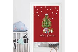 Oduo Giapponese Noren Tenda per Porta in Lino, Decorazione Natale Tende Divisorie Lunga Tappezzeria Giapponese della Porta Tenda per la Decorazione Porta Finestra Cucina (Albero di Natale,65x90cm)