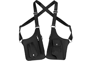 GENERIC Sac à bandoulière sous les bras pour homme, pochette harnais antivol en cuir PU, sac tactique multi-poches, double pochette à bandoulière médiévale, sac à bandoulière double multi-poches