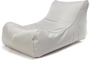 ‎ECOPUF Ecopuf - Master Polyester Pouf Sessel Outdoor Chaise Longue - Sitzsack mit Staufach und Griff - Robuster Stoffsack - Entspannungssessel - Wohnungseinrichtung - 115x65x60cm, Perle Nc13