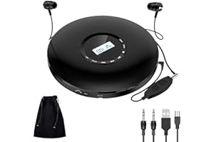 Gueray Portable CD Player 1400mAh Walkman CD Player Rechargeable Portable Gueray CD Discman Personal CD Player with Headphone Jack USB Power Music Disc with LCD Display (Black)