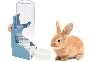 AMSGANK Kaninchen Automatischer Wasserspender, 500 ml Hängend Hamster Trinkflasche Hasen für Kaninchen Meerschweinchen Hamster Chinchilla Frettchen Käfig Hasen Wasserflasche - Blau