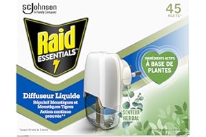 Raid Essentials Diffuseur Liquide Repulsif Moustiques Senteur Herbal 45 Nuits 32Ml