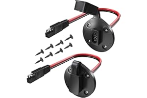 Cleqee SAE Power Socket Sidewall Port 2 Pack Weatherproof SAE Quick Connect Solar Panel Flush Mount Connector 2 Pin 12AWG with 8 Screws for Solar Generator Battery Charger