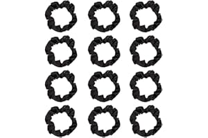 PIMOYS 12Pcs Satin Hair Scrunchies, Silk Hair Scrunchies Elastic Hair Bands Hair Ties for Women Girls Black