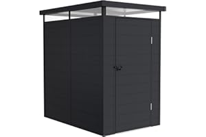 Wasabi – Caseta de Resina Jardín Terra – Tragaluz 360º – Estructura Reforzada de Aluminio y PVC – Protección UV – Impermeable – Gris Antracita - Cobertizo Exterior 2,47m2 – 131x190x196cm