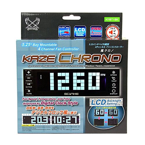 Scythe Kaze Chrono – Fan Speed Controller (schwarz, LCD, Tasten, Active, 0–9990 U/min, 12h) - 2