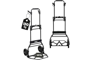 ‎PROREGAL PROREGAL klappbare Aluminium Sackkarre Elephant | Traglast 150kg | 6 kg leicht | große Schaufel, Leichtlauf-Vollgummiräder | ergonomische, höhenverstellbare Griffe | Schwarz | Transportkarre