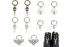 DELORIGIN 10 Stück Schuh Charms Anhänger In Metall Punk Schuhanhänger Mit Ring Motte Fledermaus Spinnennetz Skelettform Schuhe Dekoration Schnürsenkel Clip Schuhclips Für Sneakers Stiefel Halloween