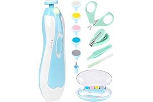 Qunlions life Baby-Nagelschneider, elektrisch, 12-in-1, Baby-Nagelknipser, sicheres Baby-Nagelfeilen-Set mit Nagelknipser, Schere, Pinzette und Nagelfeilen