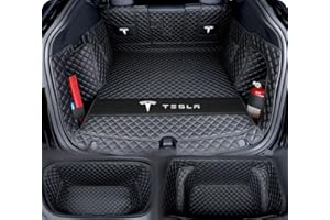 SERTUV Voiture Cuir Tapis De Coffre, pour Tesla Model Y 2021 2022 2023 Car Entièrement Entouré Personnalisation Trunk Mat Protecteur Accessoires,Blackstyle-3PCS