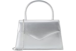 Milisente Pochette da donna in finta pelle laccata, per matrimonio, piccola pochette con tracolla
