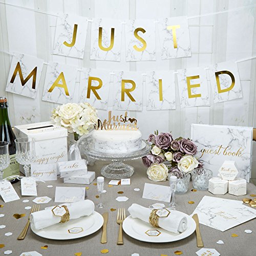Neviti Schrift – Just Married Auto Wimpelkette, Marmor - 2