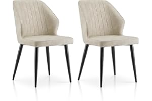 ‎TUKAILAI TUKAILAI Esszimmerstühle 2er Set aus Kunstleder, Küchenstuhl Polsterstuhl mit Rückenlehne Metallbeinen, Moderne Freizeitstühle für Küche Esszimmer Schlafzimmer Wohnzimmer Lounge, Creme