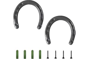 MOROBOR Cast Iron Horseshoe Wall Decor, 2pcs Medium Horseshoe Durable Cast Iron 5 Holes On Each Side for Good Lucky, Wall Hung