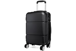 KONO Reisekoffer Handgepäck Koffer mit Rollen Hartschale Trolley 55x38x22cm 33 Liter Leichtgewicht ABS Schwarz
