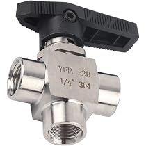 Vanne à Boisseau Sphérique 3 Voies En Inox 304 - Filetage Femelle G3/8 - Pour Eau, Air, Huile - Haute Pression Et Température