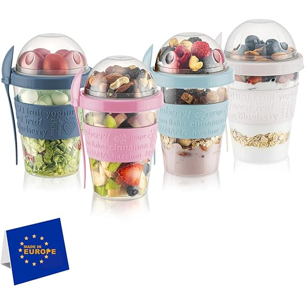 Bicchiere Cereali Portatile LUPATDY 600ml - Con Cucchiaio Pieghevole Per Bambini