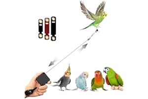 LUKHMELF Bird Leash,Bird Harness,Retractable Anti-Bite Parrot Harness,with 3 Different Sizes of Soft Foot Ring,for Birds Outdoor Flight Training,for Budgies,Cockatiels,Psittacula Longicauda,Mini Macaws,6.5Ft