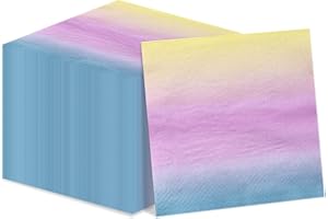 QUERICKY 100pcs Pastel Rainbow Paper Napkins Pastel Rainbow Luncheon Napkins Set for Girls Rainbow Birthday Party Decorations Baby Shower Party Supplies