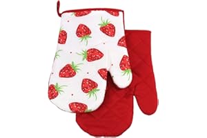 ‎EUROMAT 2 TLG. Set Topfhandschuhe mit Magnet Grillhandschuhe Backhandschuhe Ofenhandschuhe Kochhandschuhe Küchenhandschuhe Früchte Erdbeere- Rot Weiß Grün