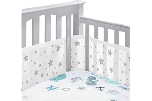 SUNSHINE SMILE Bettumrandung Babybett,2 Pack Baby Nestchen Bettumrandung,Kopfumrandung Babybett,Atmungsaktive Krippenumrandung,Babybett Atmungsaktiver Kollisionsschutz,Nestchen für Kinderbetten,Babybett Umrandungen