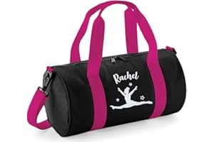 beyondsome Personalised Girls Gymnastics Splits Glitter Barrel Bag