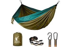 Fieleer Ultraleicht Reise Outdoor Hängematte Camping Hammock | Mit Premium Karabinern&2,5cm Breiten Schwerlastgurten mit 6 Schlingen | 275x140cm, 300kg Traglast, Fallschirm Nylon | Für Draußen Drinnen