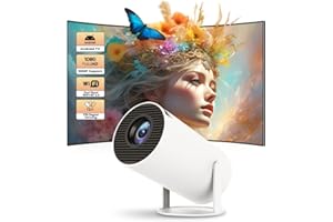 Mini Proyector con Android TV, Nuevo Proyector Smart Vision Beam con WiFi y Bluetooth, Proyector Portátil, Soporta 1080P, Auto Keystone Home Movie Projector para PS4, LYNCAST