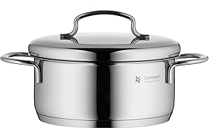 WMF Mini mały garnek do gotowania ok. 14 cm, metalowa pokrywa, patelnia indukcyjna 0,9 l, polerowana stal nierdzewna Cromargan, możliwość układania w stos, do małych porcji, pojedyncze gospodarstwa