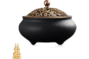 DUOHEMENG Coil Incense Burner， Ceramic Cone Incense Burner Holder Suitable for Incense/Cone/Coil/Stick, Sage, Mosquito Incense, and Charcoal. Incense Holder+Fireproof Cotton Inside.