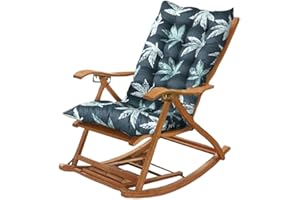 CAVATINY Cuscino per sedia a dondolo, per mobili da giardino, per interni ed esterni, con schienale alto, 120 x 50 x 8 cm, foglie