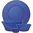 Duralex® France 14 Piece Tempered Glass Dinner Set | 3X Stronger & Durable | Microwave & Dishwasher Safe | Ultra Scratch Resistant | Sapphire (Navy) | for Dining & Gifting