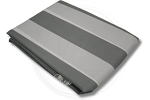 GENERICO Tenda Sole Strisce Esterno Balcone Terrazzo Veranda Gazebo Portico con Anelli e Ganci per Applicazione, Resistente e Lavabile, 100% Poliestere Durevole, Tinta Righe (Grigio_Bianco, 145x250)