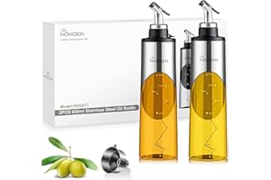 HOMGEN Bouteille Huile Olive 650 ML, 2 pcs Bouteille Huile et Vinaigre Distributeur Vaporisateur Alimentaire en Acier Inoxydable Pulvérisateur d'Huile avec 4 Brosse pour Cuisine/Cuisson/BBQ