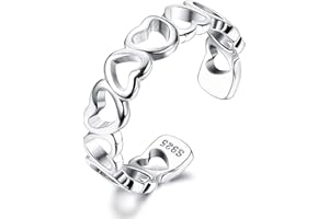 Milacolato Bagues D'orteils En Argent 925 Pour Femme Fille Ouvert Réglable Hypoallergénique Zirconium Vague Fleur Coeur Bande Manchette Orteil Anneaux Été Plage Pieds Nus Sandales Bijoux De Pied