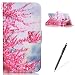 Produktbild Feeltech ASUS ZenFone 3 Hülle,ASUS ZenFone 3 Magnet Leder Wallet Cover,Elegant Soft PU Kartenfach Extra Dünn Tasche Bunte Relife-Muster [Stand Funktion] Karte Halterung Klapp hülle Flip Book Design Case Flexible TPU Ultra Slim Inner Bumper Tasche mit Landyard [Free Stylus] für ASUS ZenFone 3 - Zwetschge Blüte