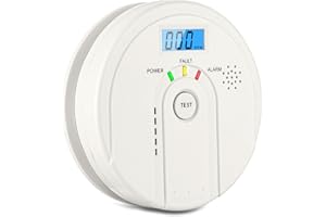 HOMELYLIFE Détecteur de monoxyde de Carbone 85 DB, Détecteur de CO avec écran LCD, en 50291 Détecteur de monoxyde de Carbone à Piles (3 Piles AA Non incluses)