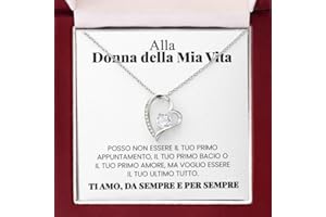 Luna Jewel Collana colore oro o argento, cuore, idea regalo fidanzata, ragazza, moglie, con cofanetto led e messaggio, ciondolo donna, gioielli, compleanno san valentino