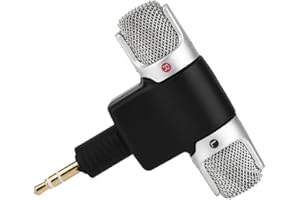 CCYLEZ Mini Microfono Stereo, Microfono Multimediale Digitale MD/DAT, Jack da 3,5 Mm Placcato in Oro, Regolabile da 0 a 90 Gradi, per PC/tablet/laptop/registratore