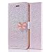 Produktbild Huawei P8 Lite Hülle (2017 Version 5,0 Zoll), LCHULLE Pearl Spots Bling Glitter 3D Schmetterling PU Leder Flip Case mit Stand Brieftasche Card Slots Magnetverschluss TPU Back Stoßdämpfer Buch Cover-Rose Gold
