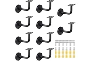 SUPAWAY Support main courante Acier inoxydable supports de rampe main Supports de main courante d'escalier Support mural de rampe en bois pour rampes d'escalier intérieures et extérieures (Plat-10Pcs)