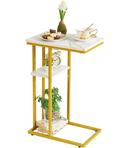 Table D'appoint Felina - Guéridon Design Blanc Avec Roulettes Pour Salon