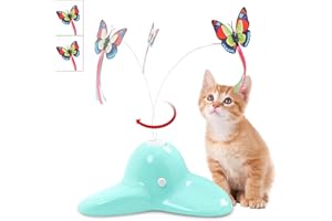 Pawsayes Jouets interactifs pour Chats, Jeux d'intérieur et Exercices pour Chats, tournent automatiquement à 360 degrés avec 2 Charges, Papillons Qui Brillent la Nuit